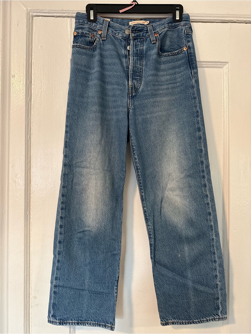 Classic Women's Levi ribcage wide leg Jeans in Light Blue